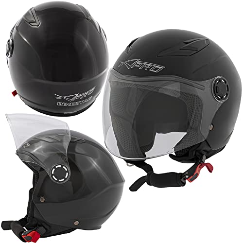 Casque Moto Scooter Enfant Unisexe Jet Sécurité Approuvé ECE 22 06 Noir XL