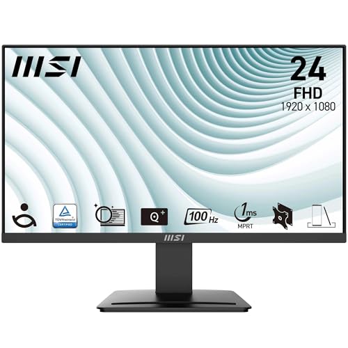 MSI PRO MP2412 Écran Bureautique 23.8" Full HD - Dalle VA 1920x1080, 100Hz, Confort Oculaire, Montable VESA, Haut-Parleurs Intégrés, Supporte Display Kit, Inclinaison Réglable - HDMI 1.4b, DP 1.2a