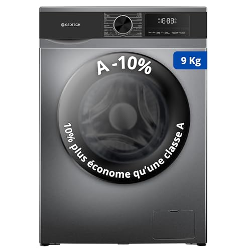 Lave-linge frontal GEDTECH GLL91400DG - 9 Kgs - 1400 tr/mn - 16 programmes - Eco - Intensif - Rapide – Très Faible conso