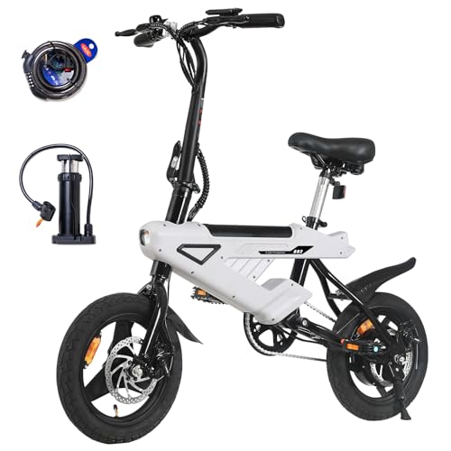 A02 Vélo électrique, 14 Pouces E Bike avec Pedal Assist, 36V 6,4Ah Batterie, 250W Moteur, Veilleuses, Écran LCD Intelligent, Frein à Double Disque, Hauteur Réglable, Compact et Portable