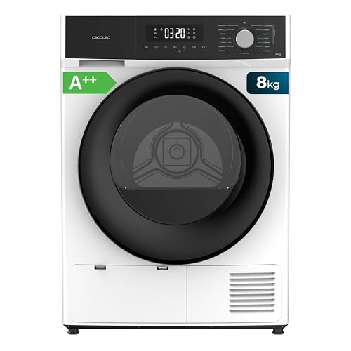 Cecotec Sèche-linge à Pompe à Chaleur 8Kg Chargement Frontal Bolero Dresscode Dry 8300. 15 Programmes, Basse Consommation, Séchage Automatique, Stop&Go, Fonction Silence, Départ Différé et KidLock