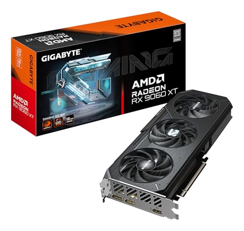 Gigabyte Radeon RX 9060 XT Gaming OC 16G Carte Graphique - 16GB GDDR6, 128bit, PCI-E 5.0, 3320 MHz Fréquence du cœur, 2 x DisplayPort, 1 x HDMI, GV-R9060XTGAMING OC-16GD