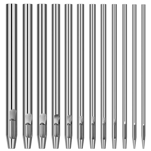 Rizthyn 12 Pièces Emporte Piece Cuir, Poincon, Outil de Perforation pour Creux, Acier Rond Set pour Bande de Montre, Toile, Ceinture, Oeillet(0,5-6 mm)