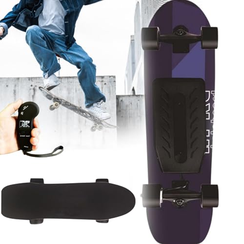 Drmoxin Skateboard Cruiser 200 W pour Adultes, Vitesse De 24 Km/H Et Autonomie De 25 Km, Charge Maximale De 150 Kg, Longboard électrique pour Adultes avec Autocollants Personnalisés,A