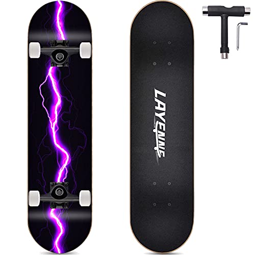 Skateboard débutant, Skateboard à Double Inclinaison en érable, Roulement ABEC-11, Adolescents, Enfants, garçons, Filles, Skateboards Adultes-Purple