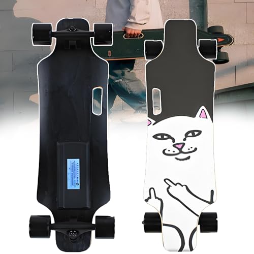 Planches de skate électriques 350 W, vitesse maximale de 25 km/16 mph, 15 % d'escalade et plage Mi 15 km/9,4 | Plateau en érable 7 plis absorbant les chocs + roues de 7,4 cm | Pour débutants