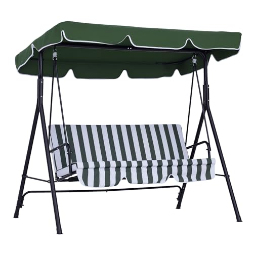 Outsunny Balancelle de Jardin 3 Places Toit Inclinaison réglable Coussins Assise et Dossier 1,72L x 1,1l x 1,53H m Acier Noir Polyester Vert