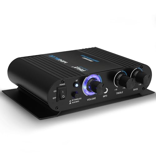 Pyle Amplificateur 90W Crête 8 Ohms Bluetooth, Mini Amplificateur Audio-Compact pour Studio Maison,Home Cinema, Amplificateur Classe T avec Entrées 3,5 mm et 6,35 mm, 4 Bornes Haut-Parleur
