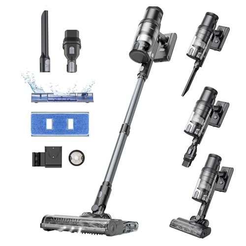 Proscenic Neuf P11 Mopping Aspirateur Balai sans Fil, 550W 45Kpa 60 Min Aspirateur Laveur sans Fil avec Fonction Nettoyage de Sol, Léger Aspirateur Balai Puissant pour Tapis,Durs Sols,Poils d'animaux