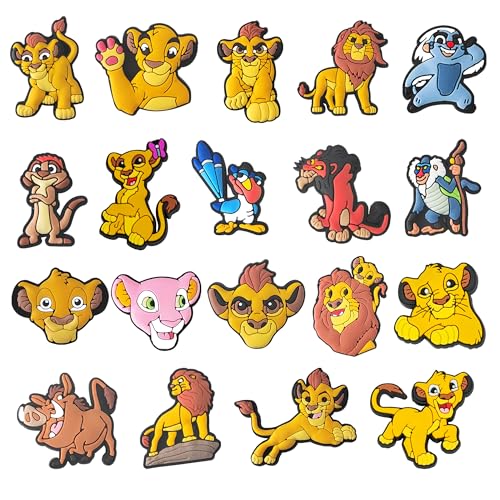 Fancico The Lion King Lot de 19 breloques pour chaussures, décorations différentes pour adolescents et adultes, accessoires pour sabots, cadeaux de fête