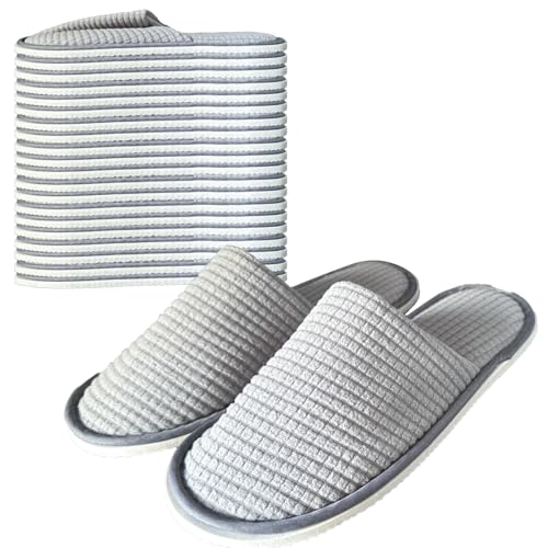 Anmerl 10 Paires de Chaussons Jetables pour Hôtel Invités - Pantoufles Antidérapantes Lavables, Confort Doux Épaisseur Renforcée pour Spa, Voyage, Événements et Usage Commercial (Unisexe)