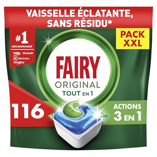 Fairy Original Tablettes Lave-vaisselle All In One, Regular, 116 Capsules, Efficaces Même Sur La Graisse Incrustée