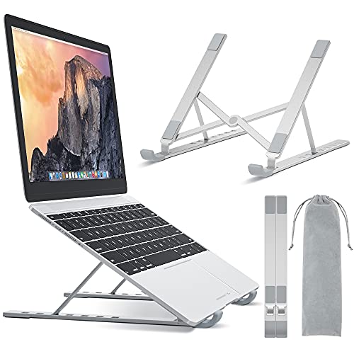 BONTEC Support Ordinateur Portable de 10”-17,3”, Support PC Portable Ventilé en Aluminium 7 Niveaux Réglables, Refroidisseur Ergonomique Compatible avec MacBook, Lenovo, Dell, HP, Laptops Tablettes