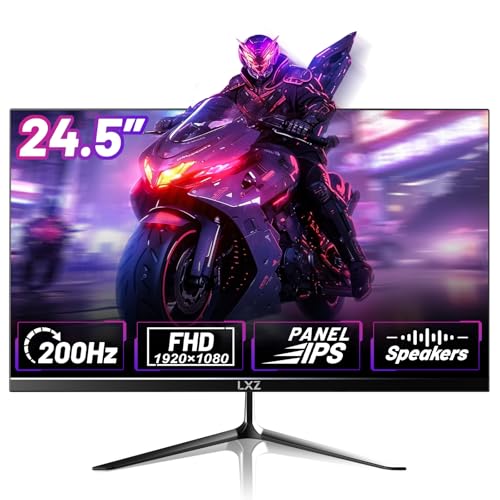 LXZ Ecran Gaming 24.5 Pouces, 200Hz, FHD 1080p, IPS, 100% sRGB, DP/HDMI, 1ms, Montage Mural - Noir