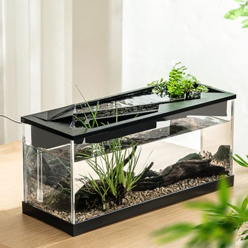 Aquarium à poissons avec vue sur l'eau - Kit complet avec lampes LED, pompe à air, système de filtration - Décoration de table d'aquarium 38 x 14,5 x 18 cm pour la maison, le bureau, le salon