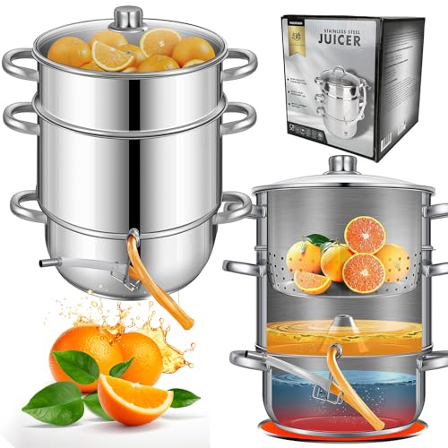 KARL HAUSMANN Extracteur de Jus Vapeur - 8L - Extracteur de Jus Acier Inoxydable - Convient à Tous les Types de Cuisinières, y Compris à Induction - Extracteur Confiture - Extracteur de Jus a Chaud