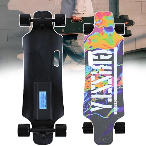 ddingsmafosee Planches de skate électriques 350 W, vitesse maximale de 25 km/16 mph, 15 % d'escalade et plage Mi 15 km/9,4 | Plateau en érable 7 plis absorbant les chocs + roues de 7,4 cm | Pour