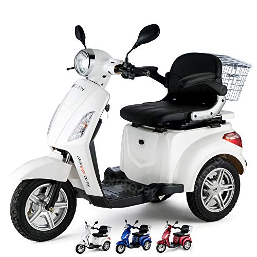 VELECO ZT15 - Scooter de mobilité 3 Roues - Entièrement assemblé et prêt à l'emploi - Frein électromagnétique Automatique - Compteur de Vitesse à LED(Blanc)