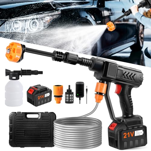 DeeprBetter Nettoyeur Haute Pression sans Fil, 50Bar Nettoyeur Haute Pression Batterie de 18000mAh, Pistolet Haute Pression sans Fil avec Buse Réglable 6-en-1, Laveur Haute Pression Voiture Nettoyage