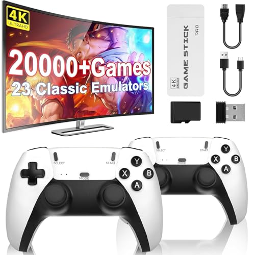 PZNETUE Console de Jeux Rétro, Console Retro Gaming 21.000+ Jeux Classiques, 2 Manettes Sans Fil, Plug & Play HDMI, Mini Arcade pour Famille et Adultes (Édition UP+)