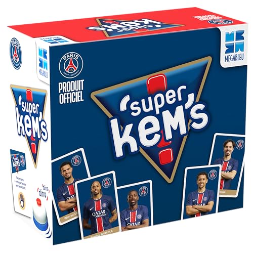 Megableu - Super KEMS PSG - Jeu de Société Foot pour Adultes & Enfants dès 6 Ans - Edition Football Paris Saint-Germain - Réunissez 4 Cartes Identiques - Jeu de Cartes - 4 Joueurs - en Français