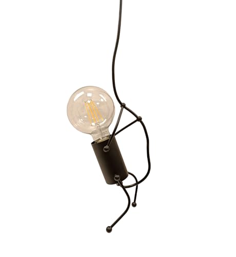 Barcelona LED LV418 Lampe suspension de plafond créative humanoïde vintage moderne Doll Art ampoule E27 pour chambre d'enfant, cuisine, bar, restaurant, café, paysager, noir