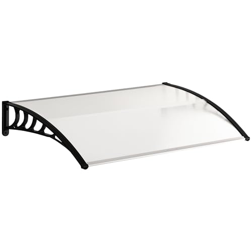 Outsunny Auvent de Porte d'entrée Toit Marquise en Polycarbonate Protection Contre Pluie Neige UV, Marquise de Porte et fenêtres 90 x 122 cm, Transparente