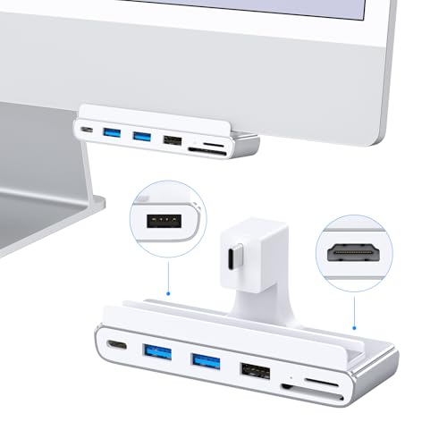 GEWOKLIY Adaptateur USB 8 en 1 pour iMac avec HDMI 4K @ 60 Hz, USB 3.0 5 Gbit/s, lecteur de carte SD/TF, station d'accueil USB C pour iMac 24" M1/M3/M4