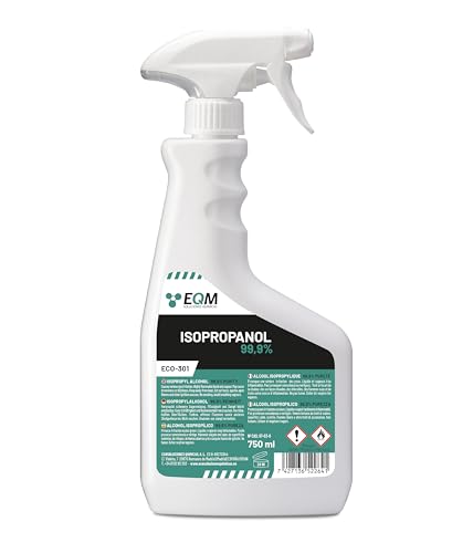 EQM - ECO-301 - Alcool Isopropylique Pur à 99,9% - 750 ML - Nettoyage de composants électroniques, objectifs et écrans - Nettoyage des résines d'impression 3D