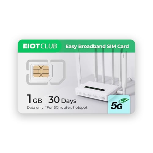 EIOTCLUB Carte SIM de Voyage, 1 Go de données pour 30 Jours, valable dans 33 Pays européens, sans numéro de téléphone, sans SMS, sans contrat.