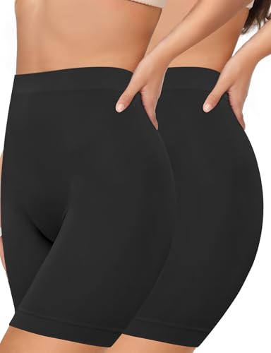 AURUZA Lot de 2 Short Leggings Sport Femme sous Jupe ou Robe Anti-frottement Pantalons de Cyclisme pour Femme Legging Court sans Couture Boxer Short Sécurité (2pcs Noir, XL)