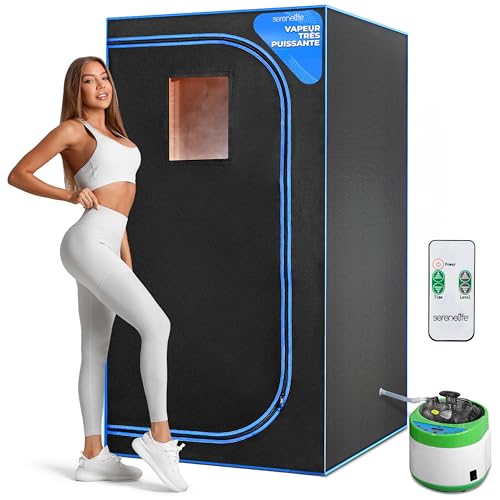 Serenelife Sauna Portable, Sauna Infrarouge avec Vapeur, Spa Maison, Tente Spa avec Télécommande, Chaise Pliable et minuteur