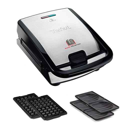 Tefal Croque gaufres et sandwiches, 2 jeux de plaques inclus, Rangement facile, Nettoyage facile, Indicateur de chauffe, revêtement antiadhésif, Snack Collection SW853D12