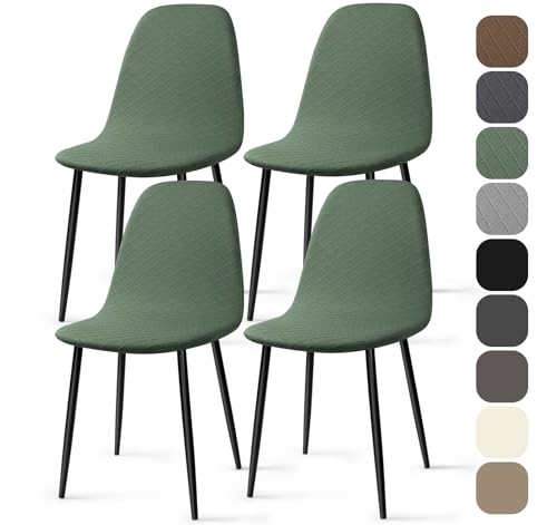 Housses Chaise de Salle à Manger Scandinave 4 Pieces Moderne Jacquard Housse de Chaise Extensible Couverture de Chaise Housse Chaise pour Décoration Salon Cuisine Hôtel (Vert, 4 Pieces)-KL