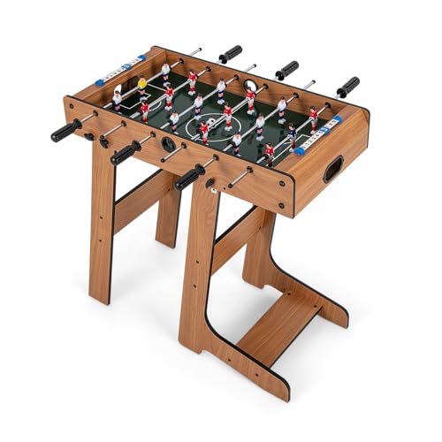 FANTASK Babyfoot Pliable avec 18 Baby-Foot et 2 balles, Table de Jeu pour Adultes et Enfants, Baby-Foot pour salles de Jeux, Bars et fêtes, 69 x 60 x 71 cm (Marron)
