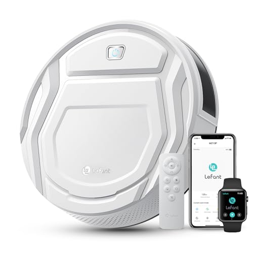 Lefant Aspirateur Robot avec Télécommande, 2200Pa Robot Aspirateur Autonomie Mince Silencieux, Connecté avec WiFi/Alexa/App, Programmable, Idéal pour Les Poils d'animaux Tapis Sols Durs, M210 Blanc