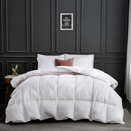 APSMILE Couette 220x240 Hiver Tres Chaude Duvet Plume et d'oie, 100% Coton Égyptien, Couettes Gonflante 1 Personne, Edredon Naturelles Certifiée RDS, Blanc 220x240 cm