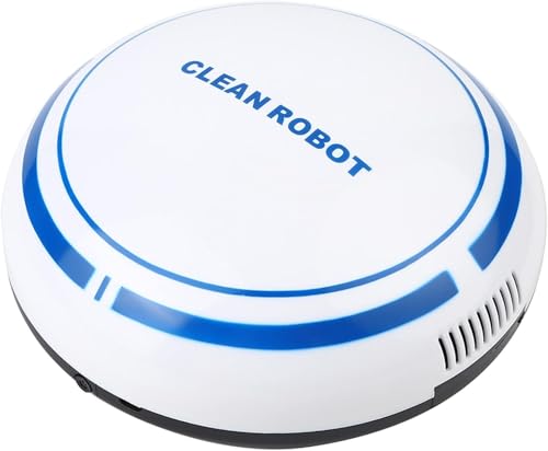 Générique Aspirateur Robot Laveur,Aspirateur Robot 3 en 1,Navigation Intelligente,Ultra-Mince Silencieux,Adapté aux Poils d'animaux,Alimentation par Piles AA,Idéal pour Tapis Sols DursN(Blanc)