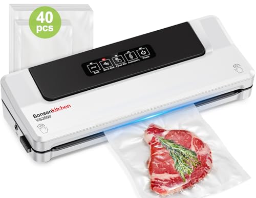 Bonsenkitchen Machine Sous Vide Alimentaire - Appareil de Mise Sous Vide pour La Cuisson Sous Vide et La Conservation des Aliments Frais, Y 40 Compris Les Sacs Sous Vide