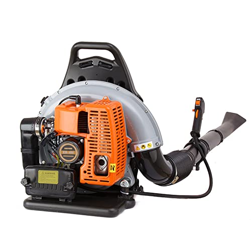 Souffleur à essence professionnel, 63 cc, moteur à essence, 6800 tr/min, souffleur de feuilles dorsales, souffleur de jardin, avec bandoulière réglable, réservoir de carburant de 1,7 l, bec de