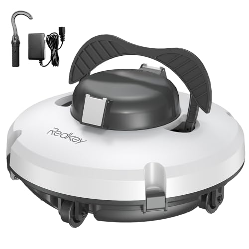 Redkey S100 Robot Piscine Sans Fil, 130 Min de Nettoyage Puissant, Pente de 18°, Deux Moteurs Puissants et Brosses, Automatique de Stationnement, Aspirateur Piscine pour Piscines Hors Sol jusqu'à 100㎡