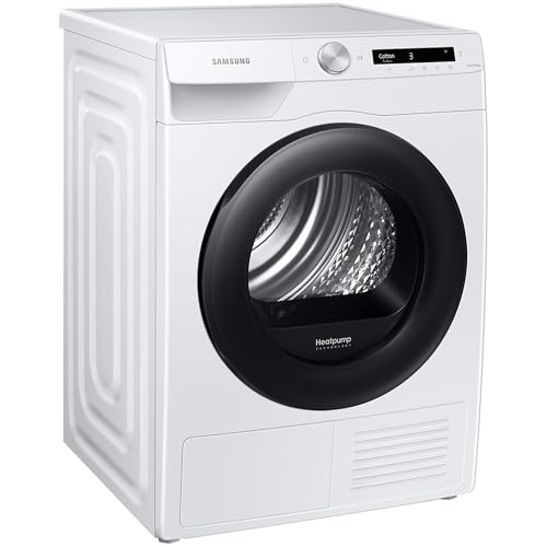 Samsung DV90T5240AW/S2 Sèche-linge à pompe à chaleur 9 kg Simple Control Anti-froissement Confort 2 en 1 Filtre Optimal Dry Super Court '35 Blanc/Noir