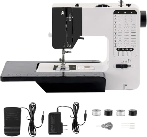 Machine À Coudre Professionnelle avec Grande Table à Coudre, Machine à Coudre Portable et Polyvalente, Machine à coudre débutant avec 38 programmes de couture Réglable 2 vitesses Avec Pédales