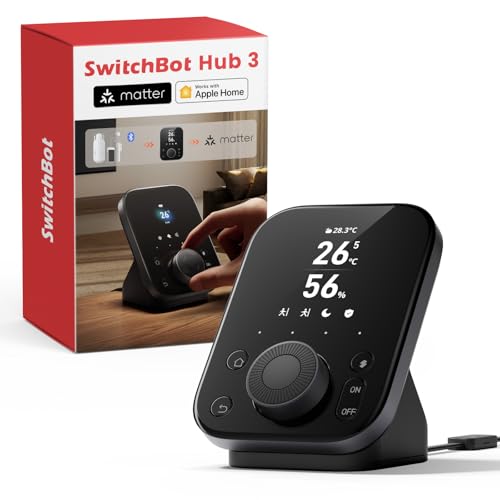 SwitchBot Hub 3, Hub Domotique Maison WiFi avec Support Matter, Télécommande IR/Bluetooth, Capteur Température Humidité, Compatible Alexa, Google Home, Apple HomeKit, Home Assistant, IFTTT