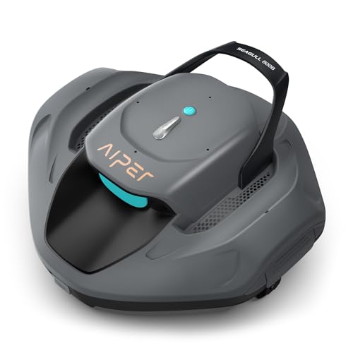 AIPER Robot de Piscine, Aspirateur sans Fil avec Batterie, Double Motorisation, Stationnement Automatique, pour Piscines Plates Jusqu’à 80 m², Autonomie Jusqu’à 90 Min (Reconditionné)