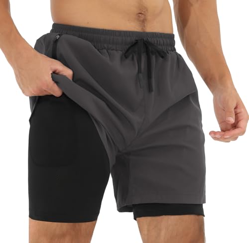 Danfiki Short Sport Homme Sportswear Running Short Course a Pied Rapide avec Poche Base Layer Respirant