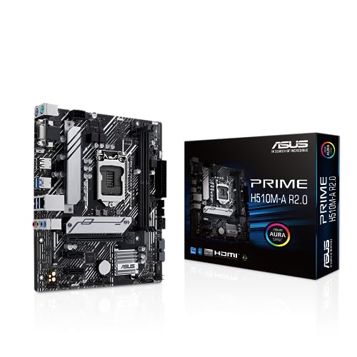 ASUS Prime H510M-A R2.0 Carte mère Socket Intel LGA1200 (chipset Intel H470, mATX, DDR4, USB 3.2 Gen 1, M.2, Ethernet 1 Go, Aura Sync)