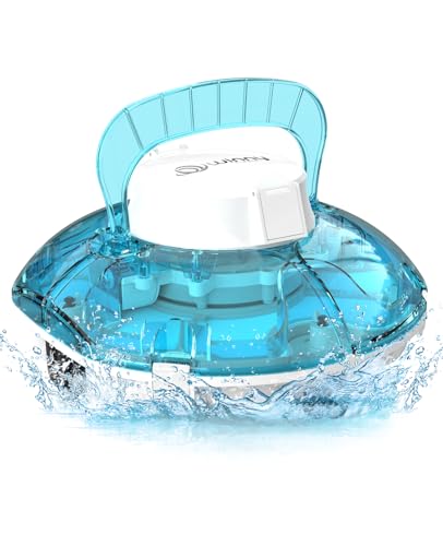 WINNY POOL CLEANER Winny 200 Robot Piscine, Aspirateur Piscine Sans Fil Avec Batterie, Autonomie 75 Min pour Piscines Hors-Sol 60m², Double Filtration,Stationnement Automatique(Transparent Bleu-Blanc)