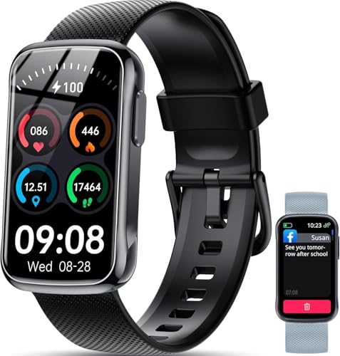 OUKITEL Montre Connectée Homme Femme avec 2 Bracelets Interchangeables, IP68 Smartwatch Bracelet Montre de Sport, Oxymètre Podomètre, Cardiofrequencemètre, Calories, Fitness Tracker pour Android iOS