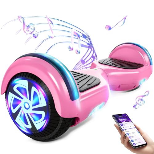 Hoverboard, Gyropode électrique 6,5 Pouces Hoverboard Hover Scooter Board avec Musique Bluetooth, lumières LED et Moteur Puissant pour Enfants et Adolescents